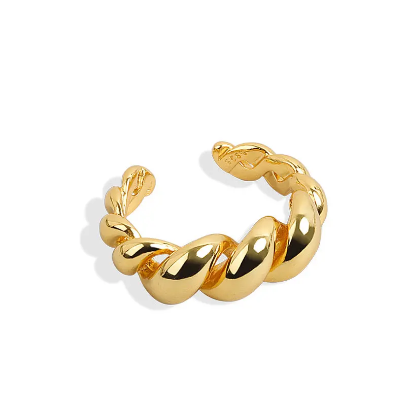

Ring Silver Custom Logo Twisted Punk Croissant Gold Plated Adjustable Rings