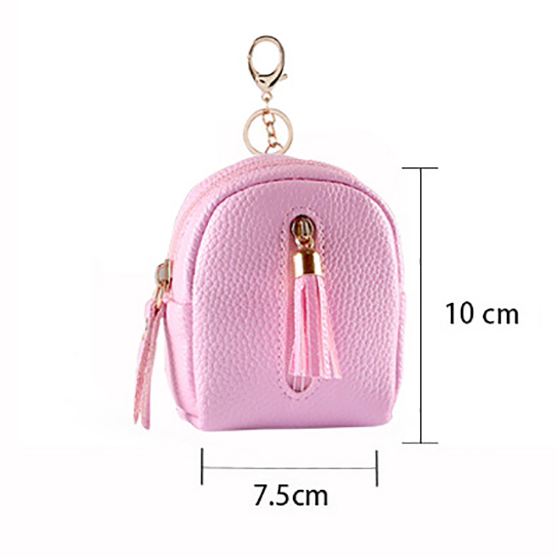 

Luxury Keychain Purse Zipper PU Wallet Women Fashion Tassel Mini Coin Purse