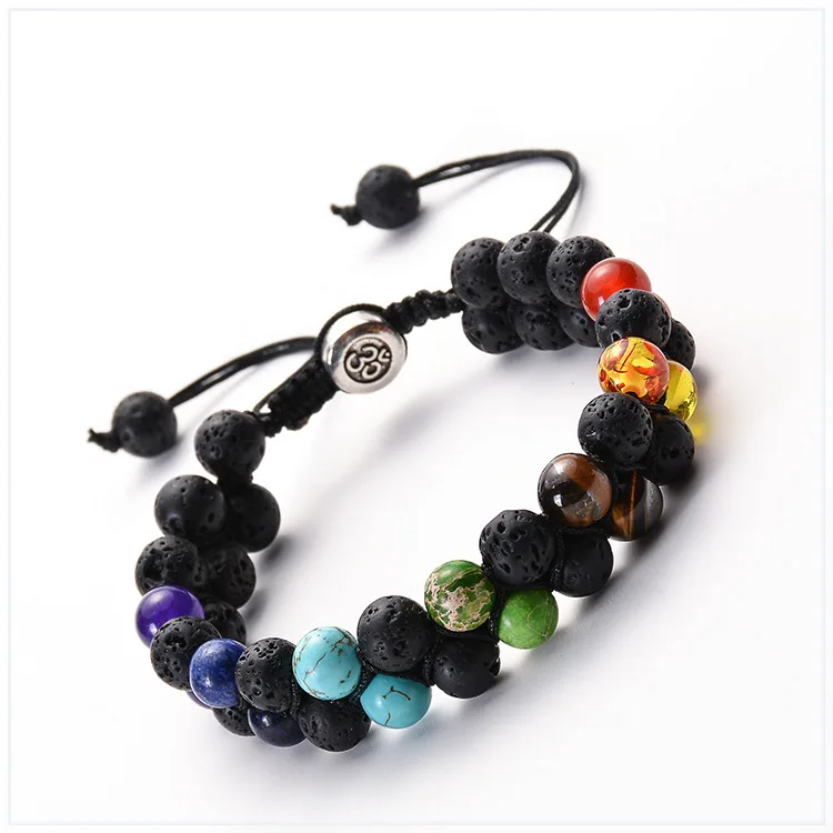 

Lava Rock 7 Chakra Beads Bracelet