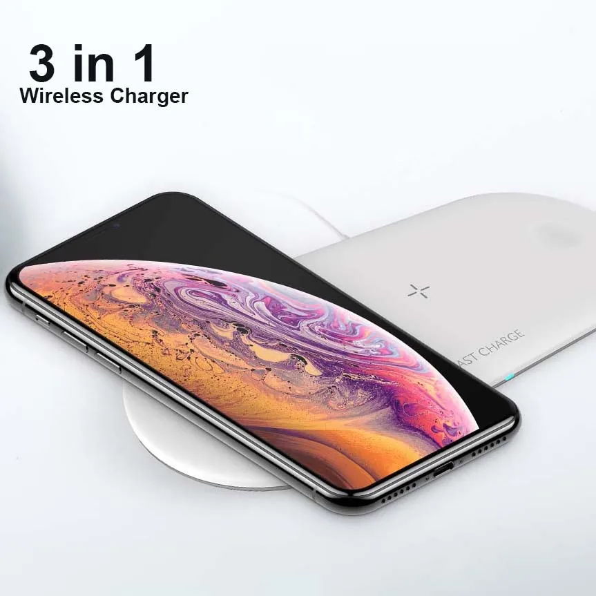 

Hot Selling 10W 15W Fast Charging for Mobile Phone 3 in 1 Wireless Charger for iPhone Android Custom Logo Portable Charger