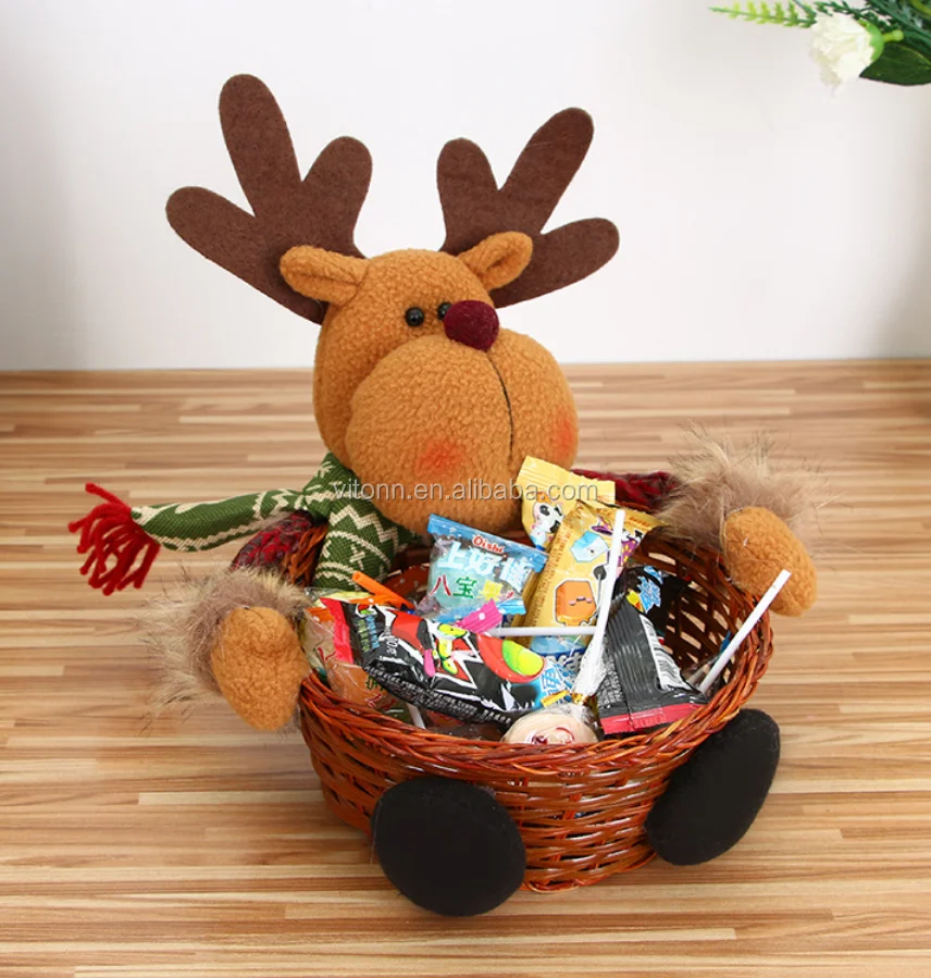 2020 Wholesale Chinese Christmas Ornaments Gift Candy Basket,Santa
