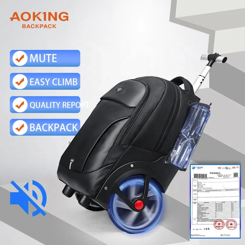 

Manufacturer wholesale multifunctional 20 inch 1680D polyester unisex waterproof business trolley travel backpack with big wheel