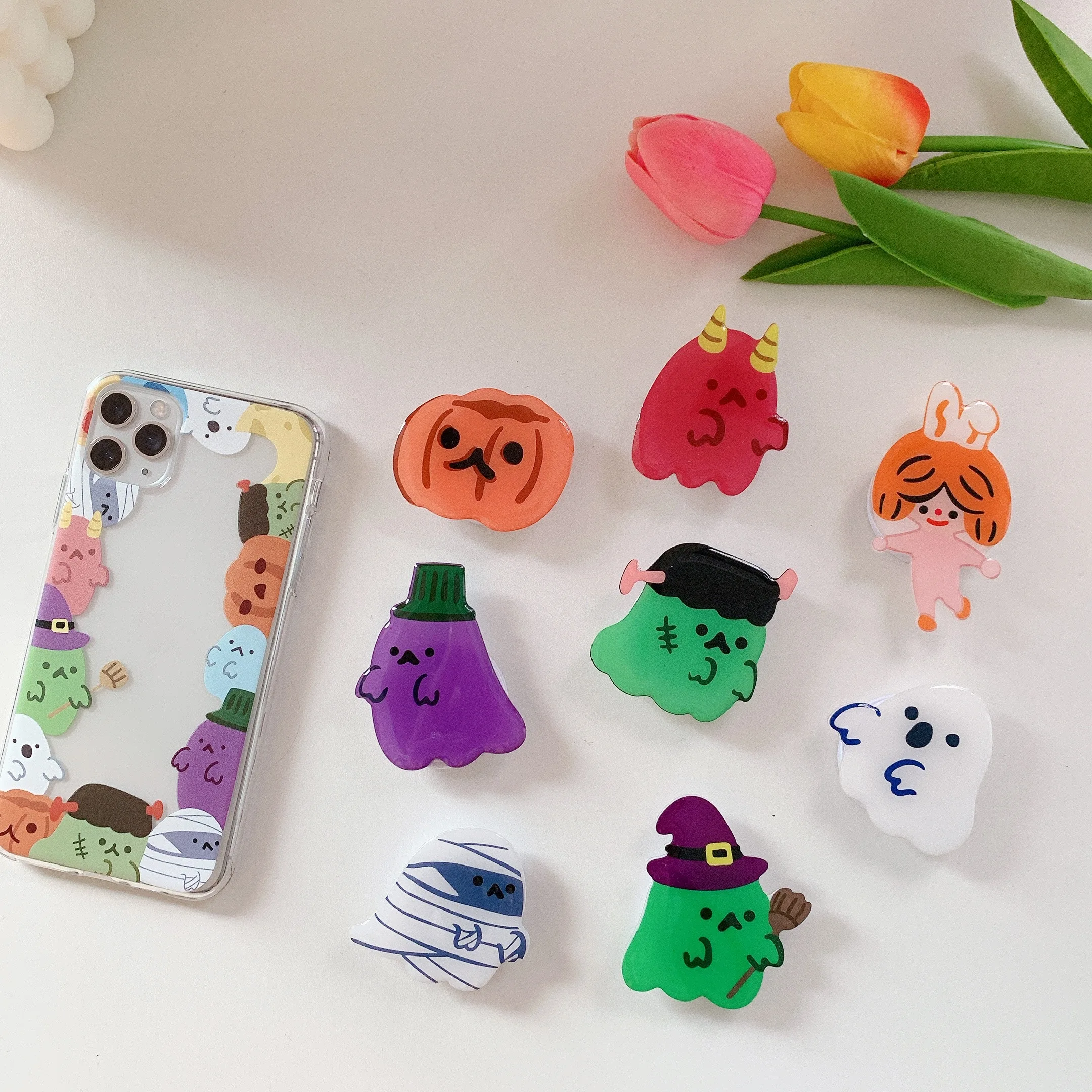 

Factory Promotion Cute Cartoon Ghost Design Mobile Phone Holder Stand phone Accessories Phone Socket, Multiple colour