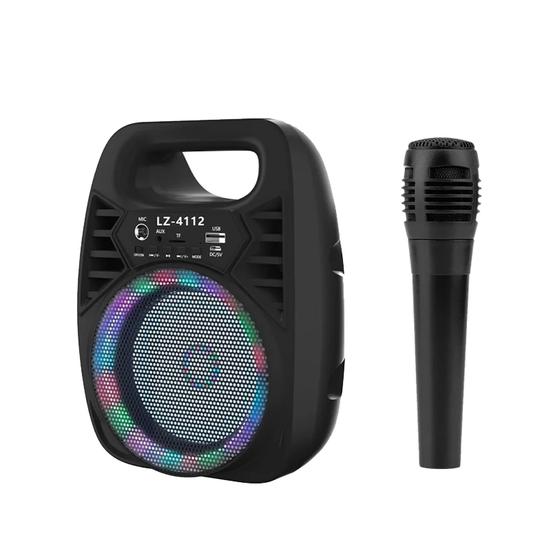 

Audio Lz-4112 Outdoor Hand DJ Led Ball Light Trolley Stereo Dancing Soundbox Wireless Portable Speaker with microphone