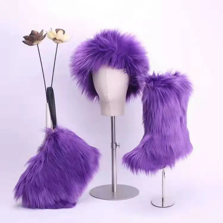
fashion black ladies faux fur boot set covers vendor 