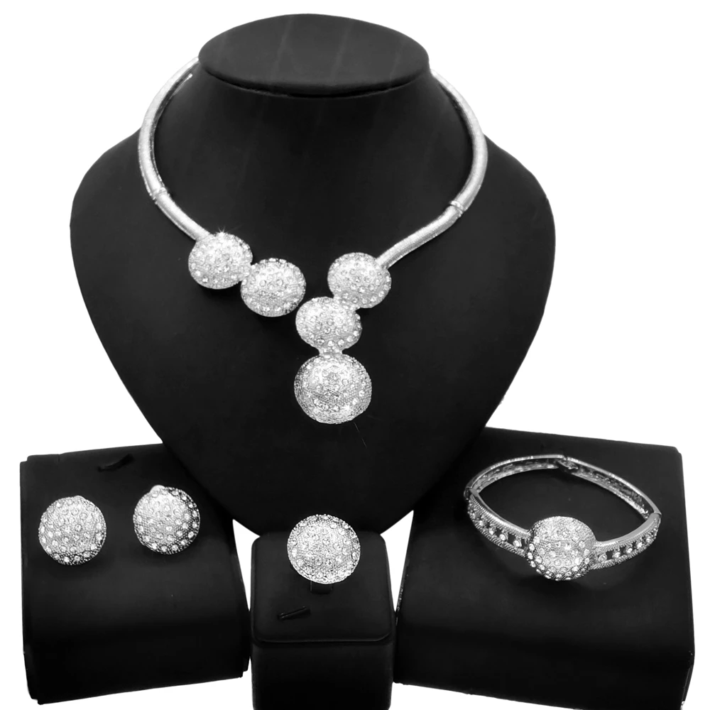 

Yulaili New Exquisite Silver Round Shape Jewelry Sets Fashion Online Wedding Matching Bridal Dresses Fashion Spot Jewellery Sets