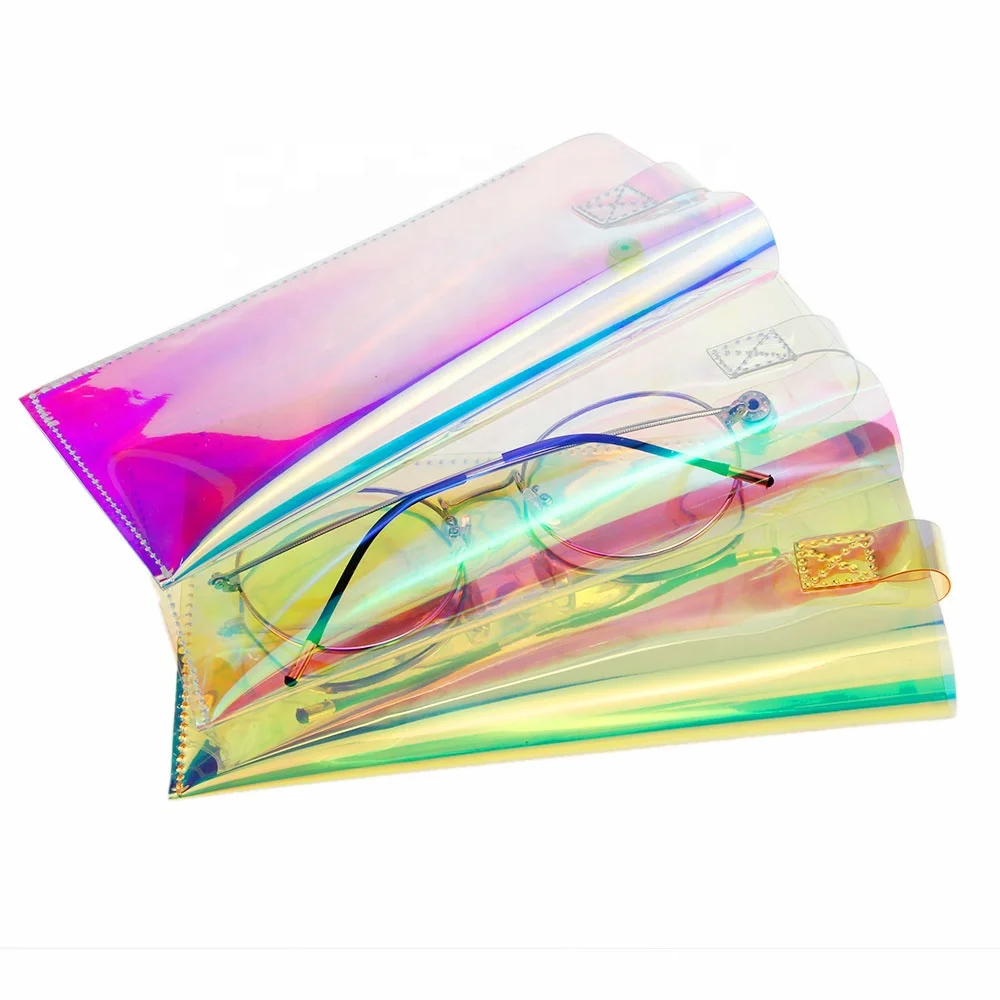 

cheap glasses case manufactur custom transparent eyeglasses plastic bag eyewear pouch holographic sunglasses case, Multiple colors