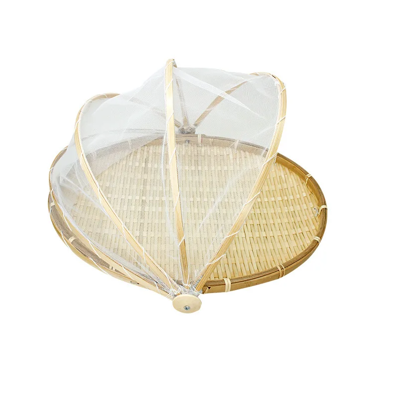

13 inch Covered Rectangular Bamboo Serving Food Dish Cover for Bathroom Tent Basket Round Dustpan Bamboo Woven Storage Basket, Khaki
