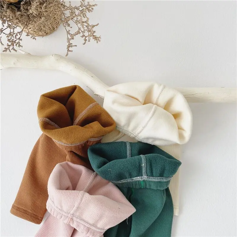 
Wholesale winter thicker rib cotton leggings solid colour baby stretch pants 
