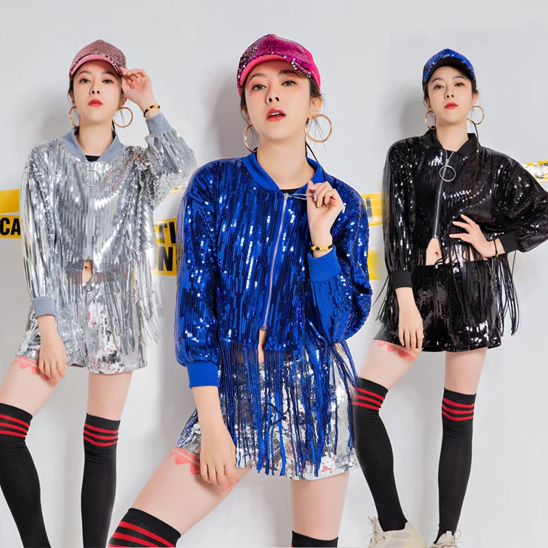 DS Performance Clothing Sequin Lead Dance Jazz Large Tassel  Women's Performance Stage Suit