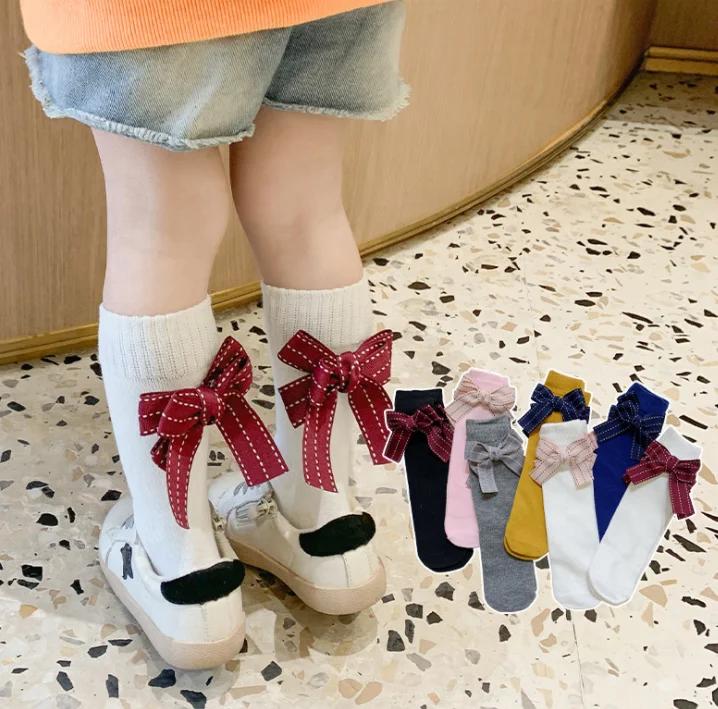 

Princess Pink Bow Children's Day Gift Cute Anti Slip Tube Socks for 1-8Years Baby Kids, Multi-color