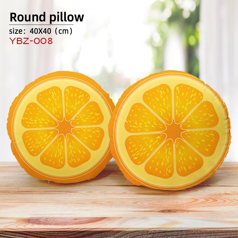 Custom Color Throw Pillow Cases Fruit Printing Round Pillow Cover Sofa Decorative Pillow