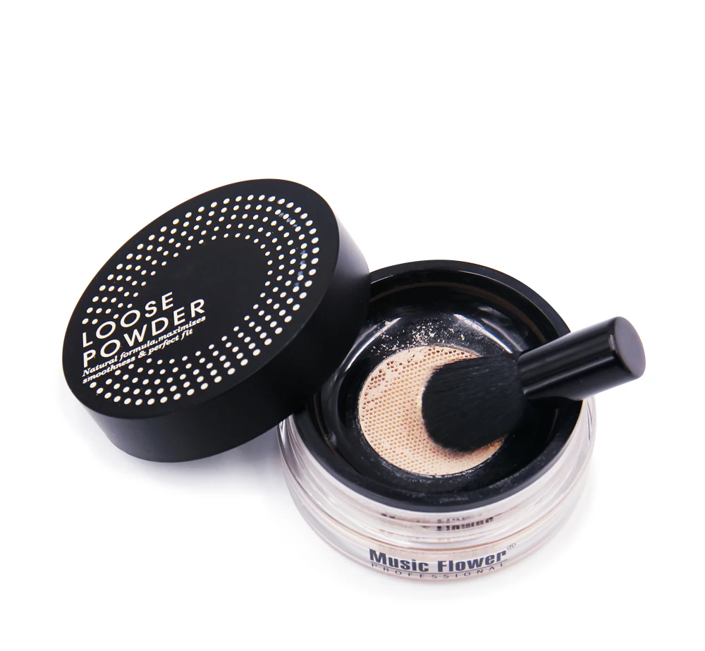 

cosmetic loose powder jar waterproof concealing full coverage brighten loose powder with Brush factory OEM