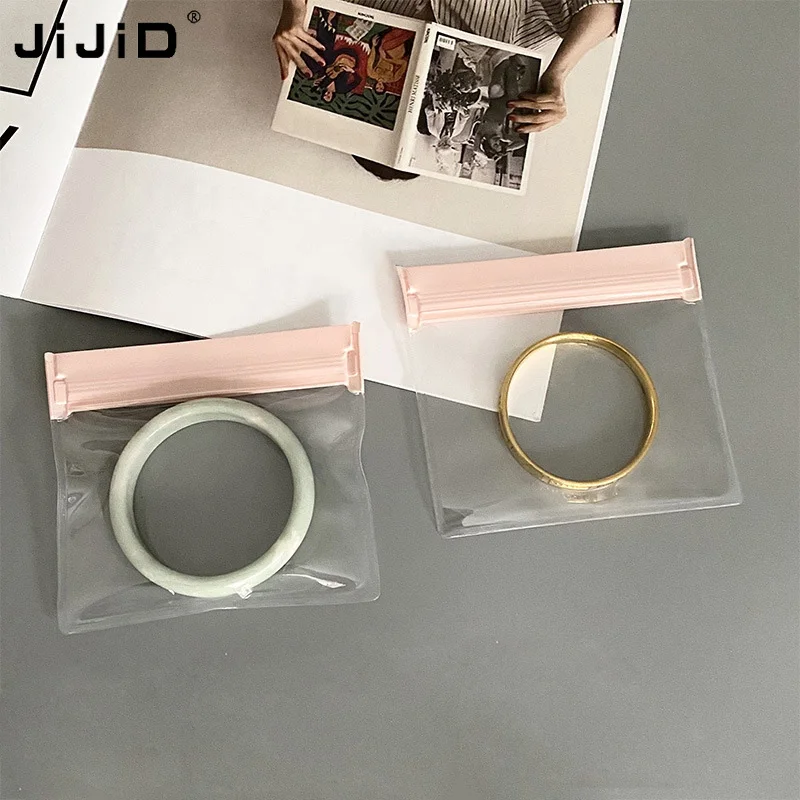 

JIJID Wholesale Factory Cosmetic Plastic Bag Transparent Frosted Zipper Bag Custom Packaging Bag For Jewelry Bracelets Earrings