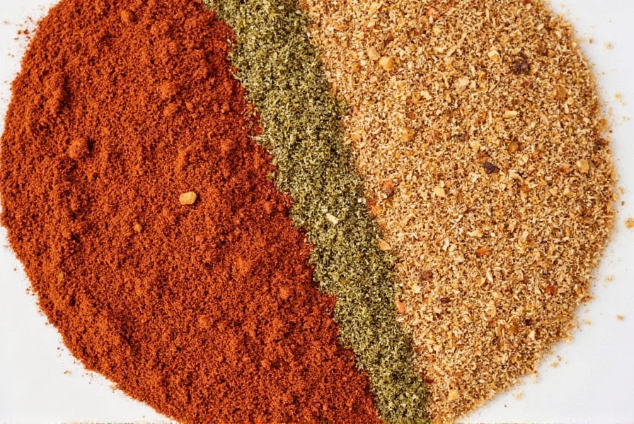 Spice jars containing dry rub ingredients