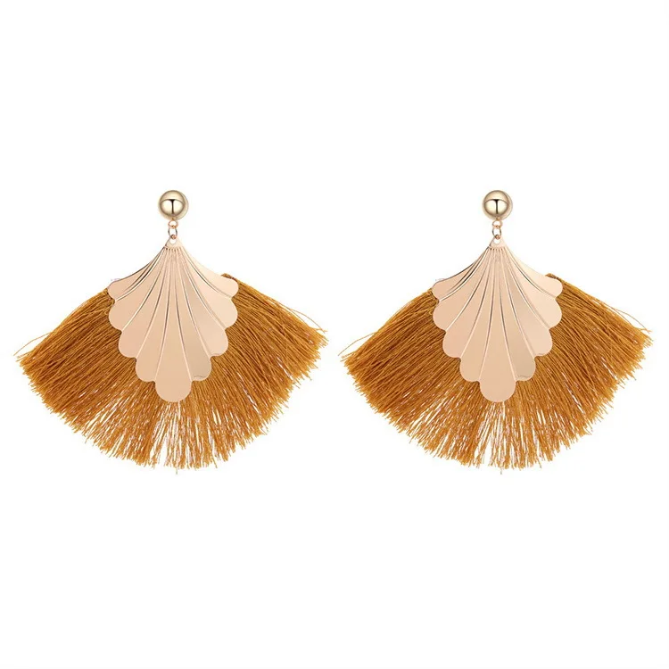 
SH041 New Tassel fashion retro fan leaf Earrings for European girls 