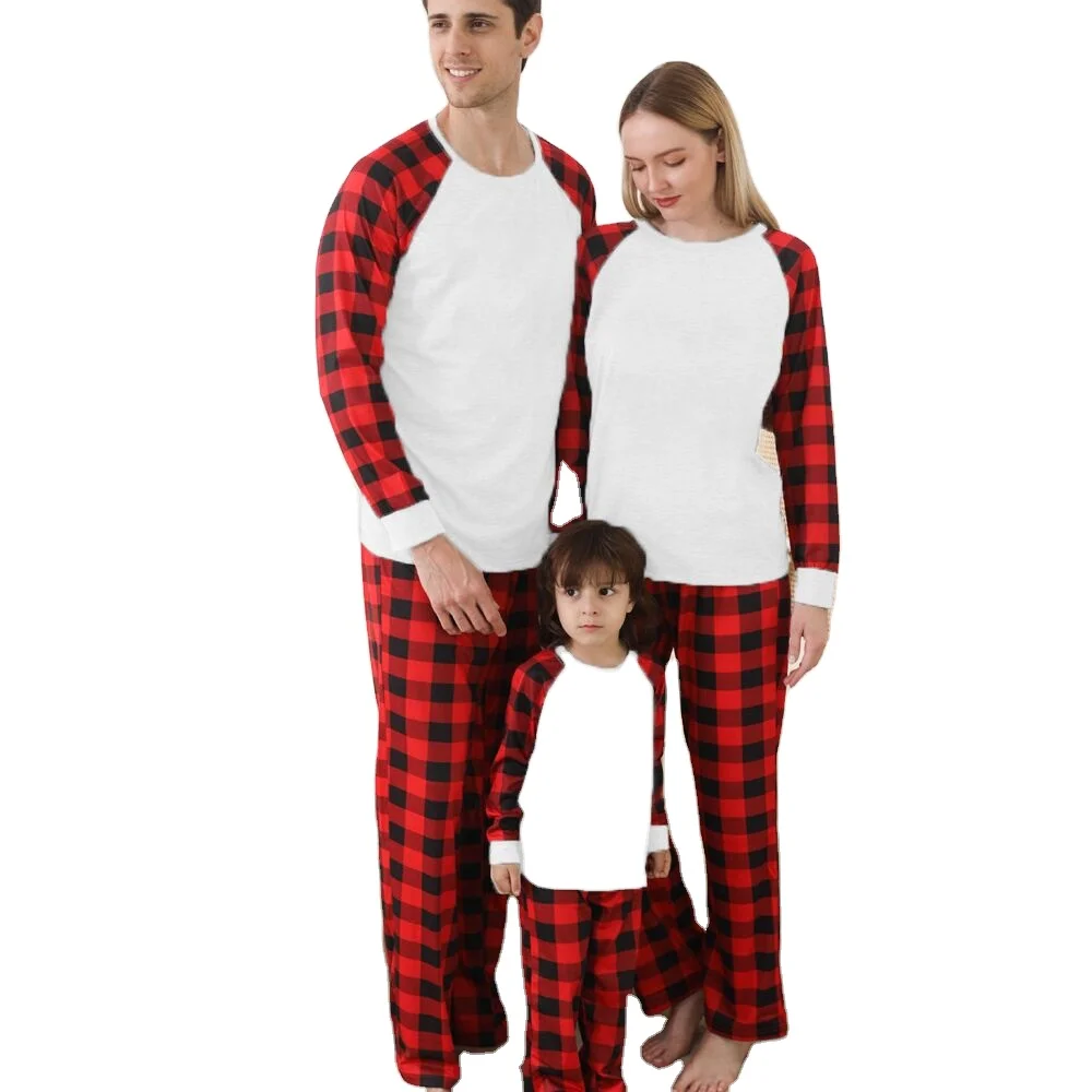 

2021 solid blank christmas sleepwear outfits family christmas pajamas set moose christmas pijamas family matching pyjamas, Red/green,red/white