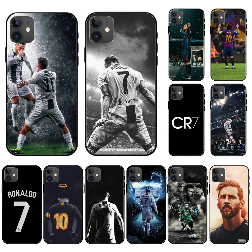 

Ronaldo Football superstar Lionel Messi TPU black Phone Case Cover Hull For iphone 11/12/13 pro max x xs xr 7 8 plus 6 6s 5se 5S