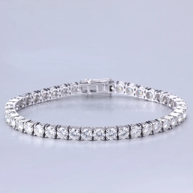 

Starsgem 14K white gold bracelet with DEF VS 3mm round cut lab diamond size 7 inches lab grown hpht diamond tennis bracelet