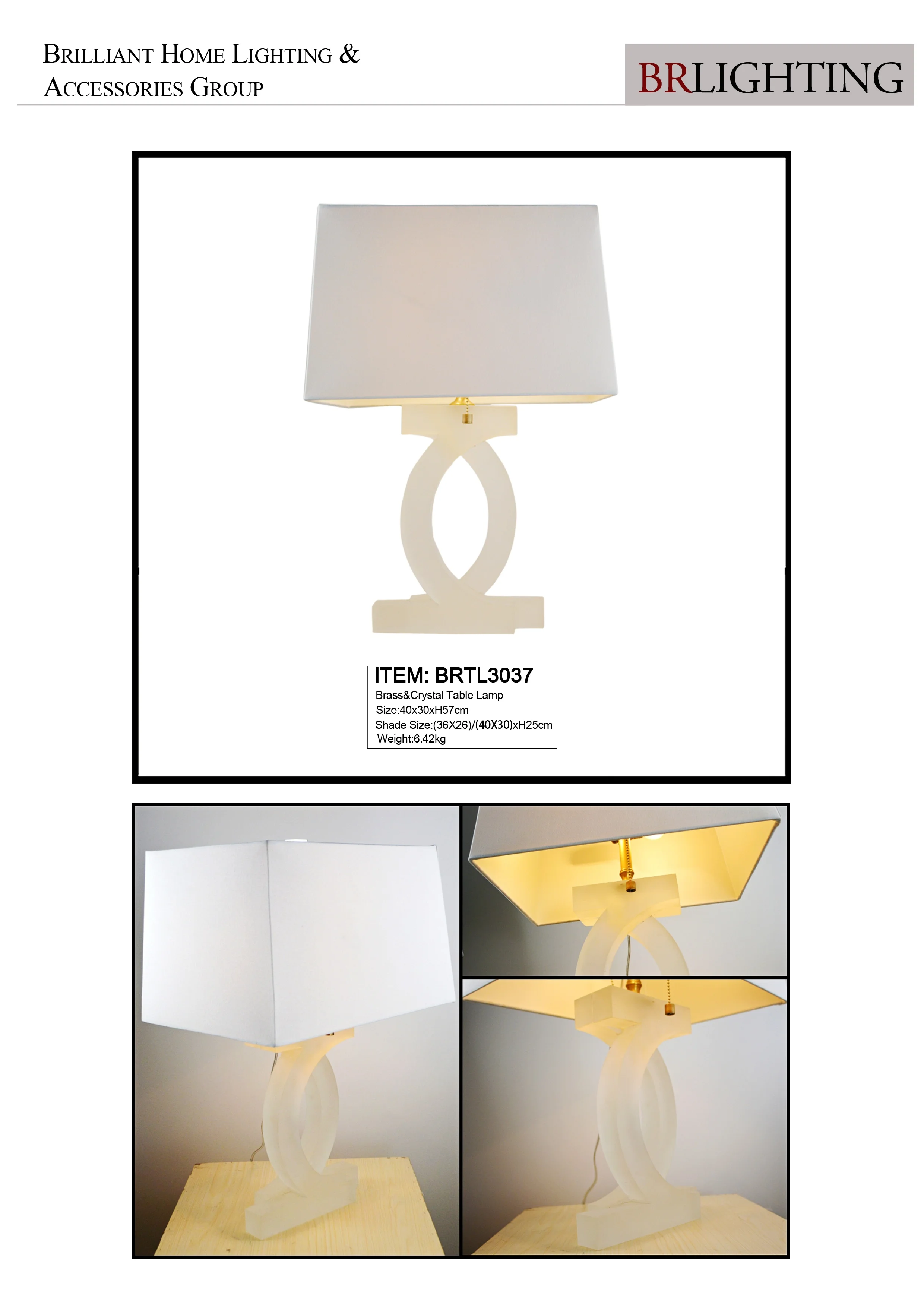 Hot aerican style brass crystal CC table lamp with lampshade for home