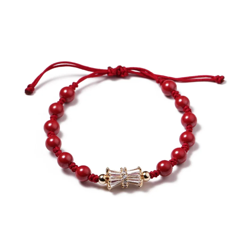 

New Fashion Small Waist Braided Rope Hand High-end Elegant Cinnabar Bracelet