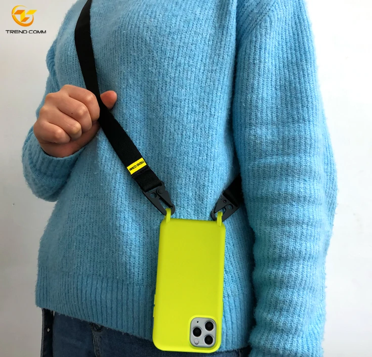 

New Design Crossbody Silicone Cover for iPhone 11 Pro Neon Phone Case