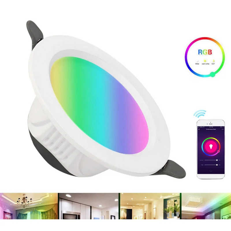 7W DMX RGB Smart WIFI LED Downlight Dimmable Ceiling Recessed Spotlight Mobile Phone Control Compatible With Alexa