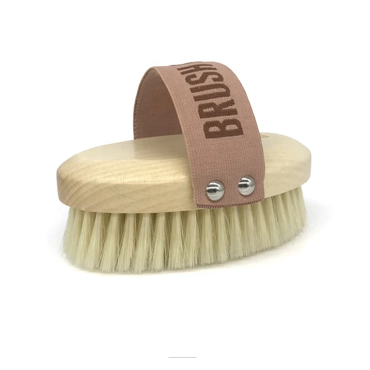 

Quality Bamboo or Wood Dry Body Brush Custom Logo Bath brush with Vegan Bristle, Wood color