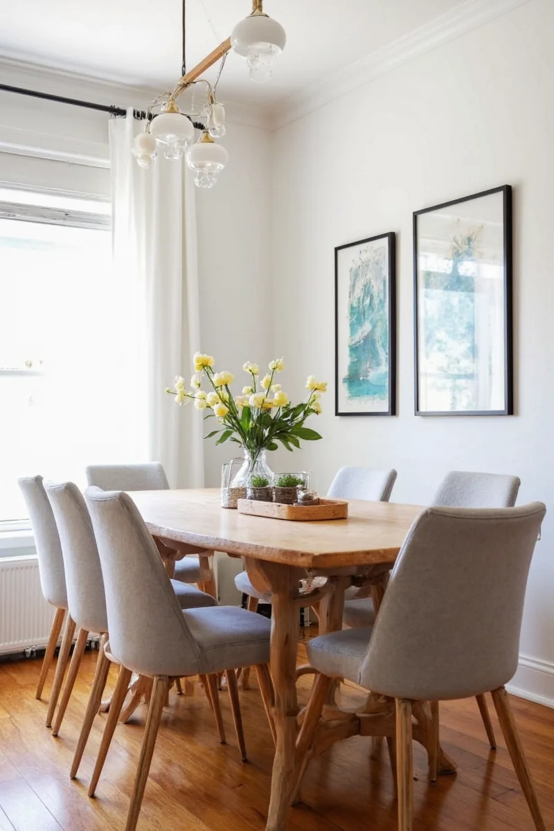 Small round dining table with family