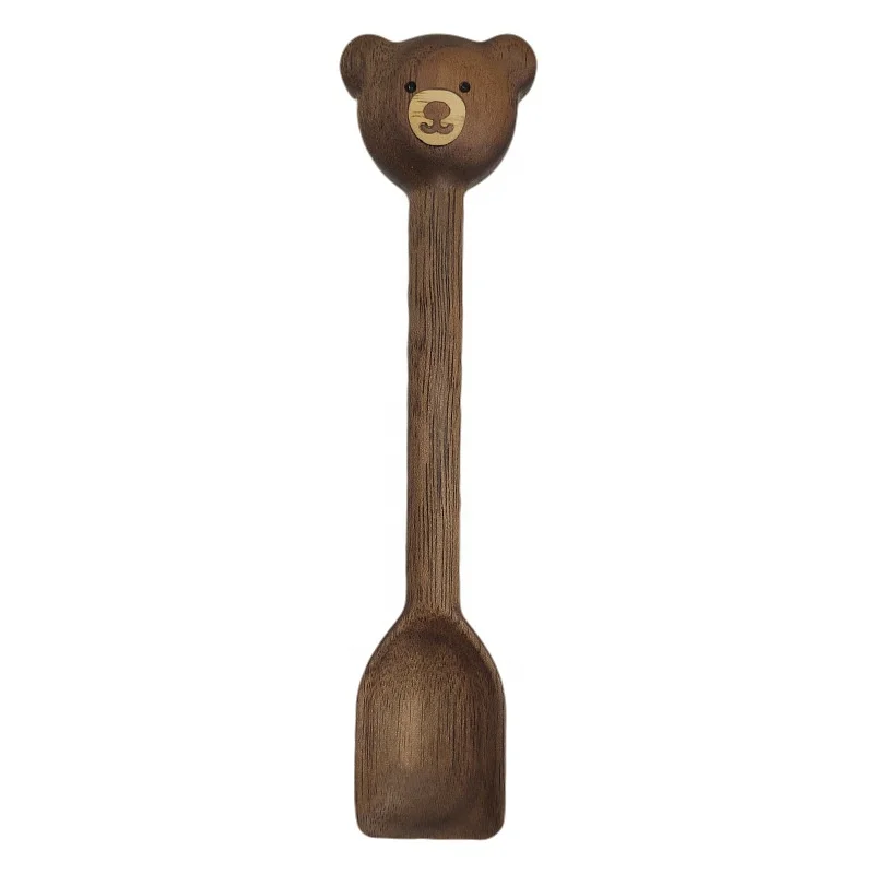 

Hot sale new design high quality walnut wood bear spoon, Natural wood color