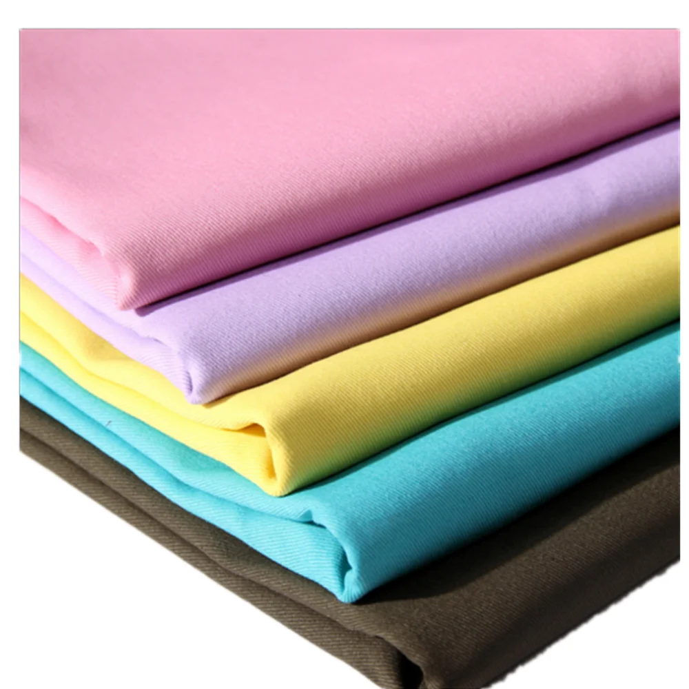 Solid Dyeing 100 Cotton Twill Textile Material Fabric For Trousers