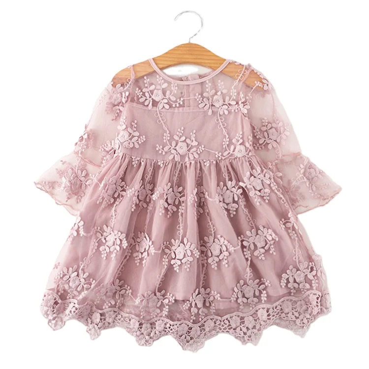 

Summer Girl Clothes Kids one piece Dress Lace Flower Dress Baby Girl Party Wedding frocks Children Princess baby Girl Dress, Picture shows