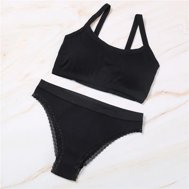 

FINETOO 2021 New Design Sports Bra Panties Briefs Set Women Underwear Seamless Bralette Sexy Lingerie Panties Bra For Ladies