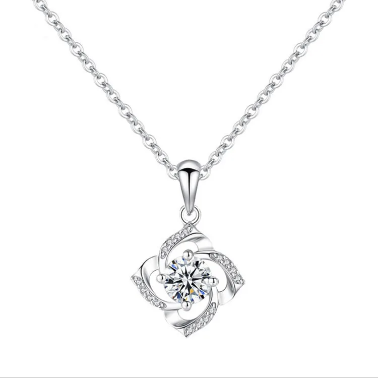 

925 Silver Cubic Zirconia Round Pendant Necklace for Unisex Gender