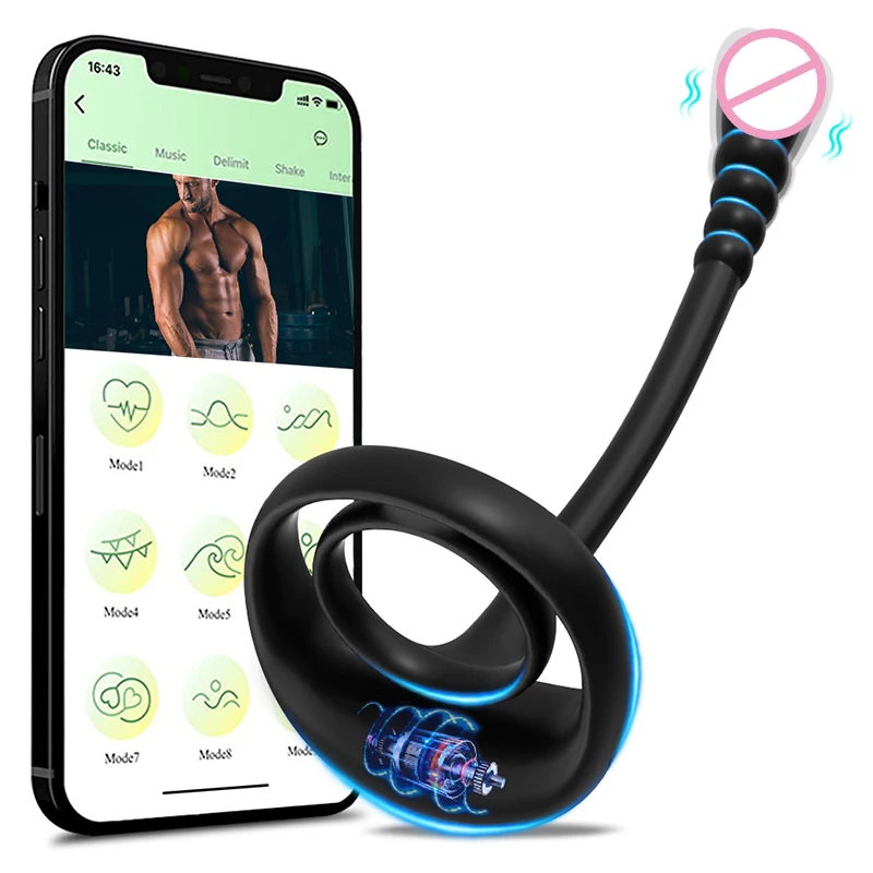 

3 in 1 Vibrating Lacquer Tease Instrument 10 Frequency Adjustable Cock Ring and Vibrator Sex Toy for Men