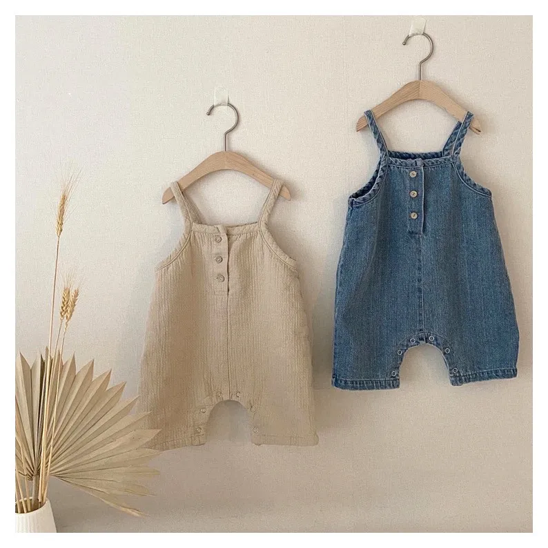 

Baby Boys Girls Solid Pants Toddler Fashion Baby Clothes Infant Overalls Outfits Denim Romper Jumpsuit, More colors/customs color