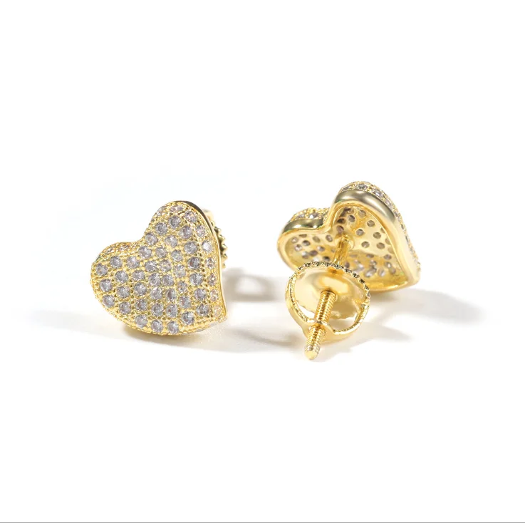 

Jewelry Wholesale Fashion Sweet Heart Personalized Earrings Delicately 925 Silver Dash Male web celebrity Hip-Hop Earrings
