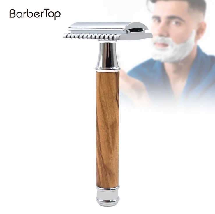 

Premium quality bamboo/Olive wood handle Shaving safety razor double edge private label safety razors with blades for men