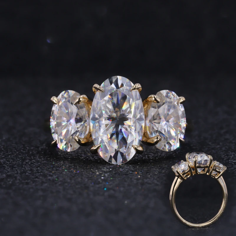 

Customize Oval 11.5x7mm Engagement Ring Diamond Moissanite 3 Stone Ring