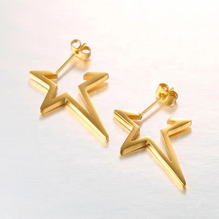 18K Gold Plated Stainless Steel Jewelry Star Stud Earring for Women Earring E5261