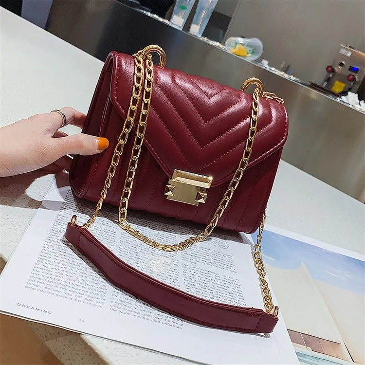 

Hot-selling fashion rhombus embroidery thread square bag 2021 new all-match chain one-shoulder messenger bag, Picture color