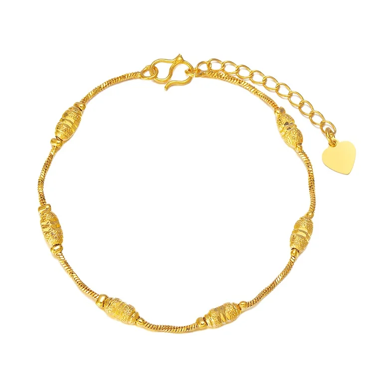 

Vietnam Sand Gold Jewelry Copper Goldplated Jewelry Car Flower Olive Bead Transfer Bead Bracelet Ladies Bracelet