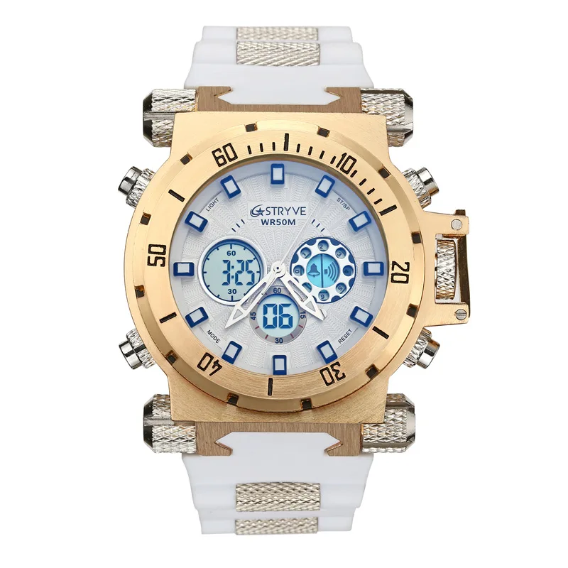

new Stryve Watch Army Sports Quartz digital Watches Men Black Silicone Strap Military Marine Chronograph Wristwatch for Man