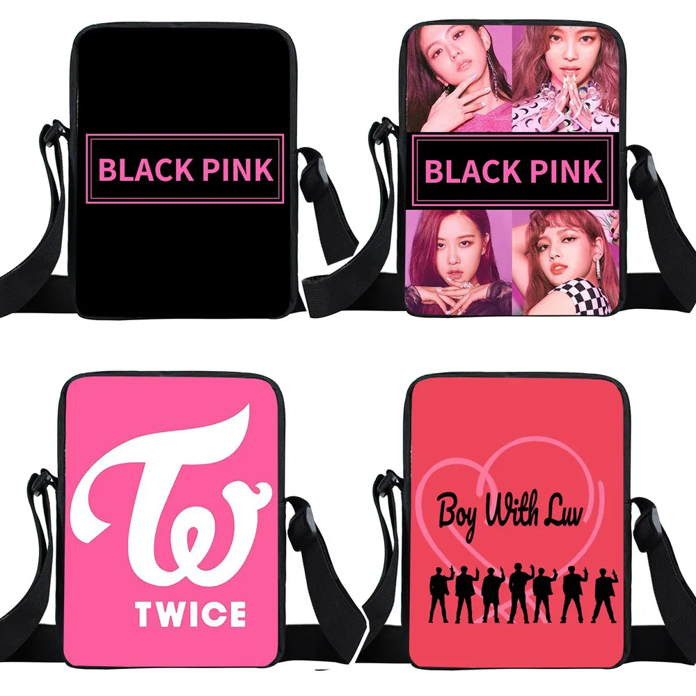 

Korean Fashion Mini Messenger Bag Kids Crossbody Bags Kpop Blackpink Children Handbag School Bags Girls Single Shoulder Satchel, Black