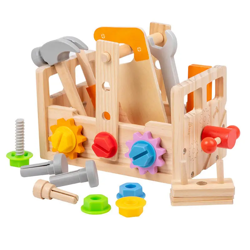 2026 New Children Wooden DIT Repair Nuts Screws Laser Engraving Toolbox Educational Indoor Activity Tool Learning Toys for Kids