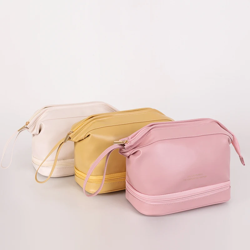 

wholesale white toiletry cosmetic bag new product with large capacity polyester jute cosmetic bag