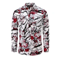 

High Quality Floral Fashion Print Casual Mens Long Sleeve Luxury Design Print Dress Shirt