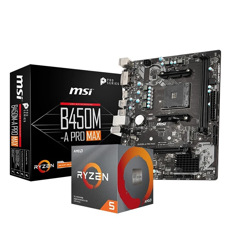 

MSI B450M-A PRO MAX mATX Gaming Motherboard with AMD R5 2600/3600/3600X with Cooler