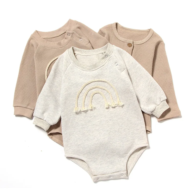 

Summer Newborn Infant Baby Cute Rainbow Long Sleeve Romper Toddler Jumpsuits Bodysuits Boy&girls Clothing