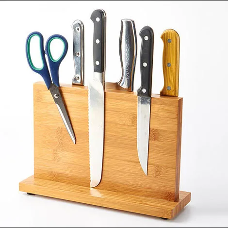 

Eco-friendly Bamboo Wooden Kitchen Tools Knife Display Stand Magnetic Knife Block